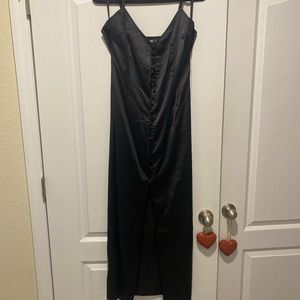 Satin button up slip dress